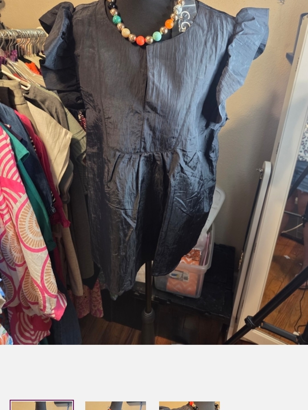 Black Ruffled Sleeve Women's Blouse